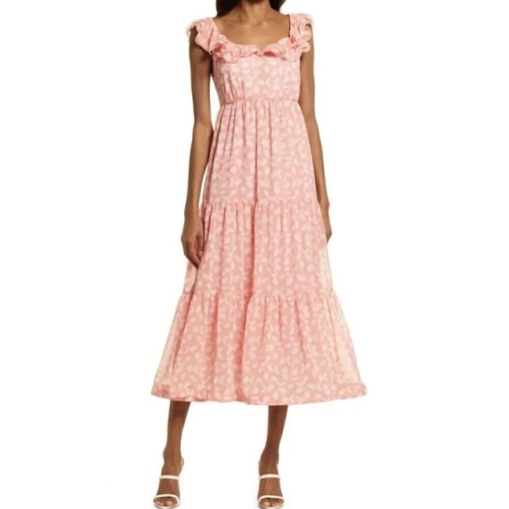 New Nordstrom Chelsea 28 Size XL Pink Creole Amelia Floral Dress *Thread pull*